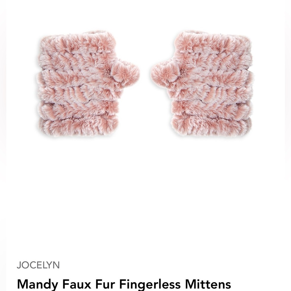 Jocelyn Pink Faux Fur Fingerless Mittens